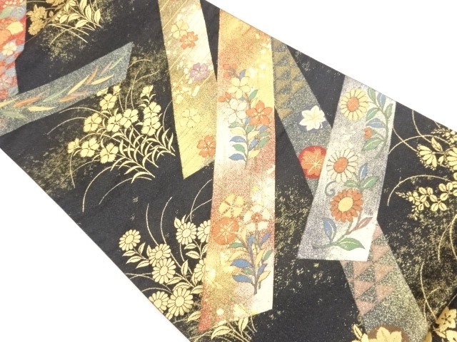 JAPANESE FUKURO OBI / WOVEN FLORAL PLANTS